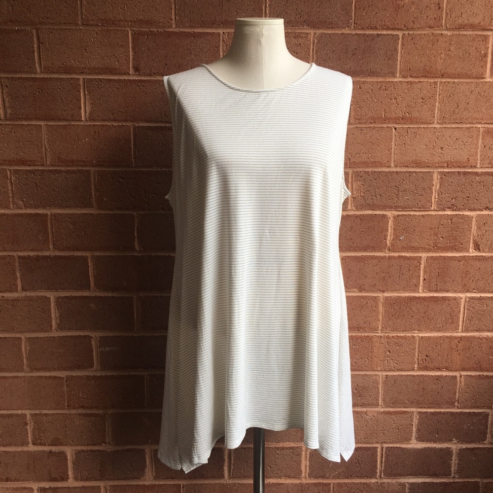 Soft Surroundings Cream and Gold Striped Tunic